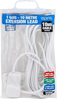New Extension Lead Cord UK Cable Electric Mains Power 1 2 3 4 6 8 10 Gang Way Surge Protected Tower 3 PIN Multi Socket Plug AMP Switched REELS Indoor Outdoor Heavy Duty USB (1 Way 10M Lead)