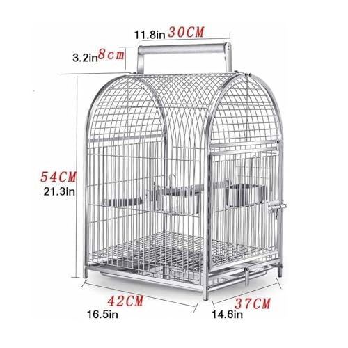 Duże przenośne nosidełko dla ptaków, metalowa klatka podróżna ze stali nierdzewnej 304, dla papug, gołąbków, afrykańskiej szarości, Conure - woliera dla ptaków na zewnątrz