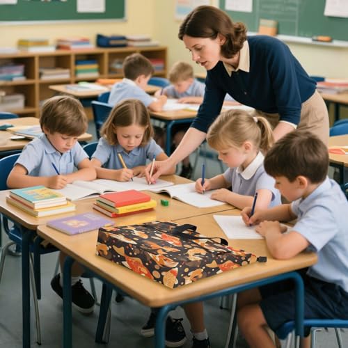 Decorative Cute Book Tote Bag for Kids Women Men, Japanese Goldfish Water-resistant Reusable Grocery Beach Bag with Zipper for College Shopping Beach Rainbow mochilas para lectores4