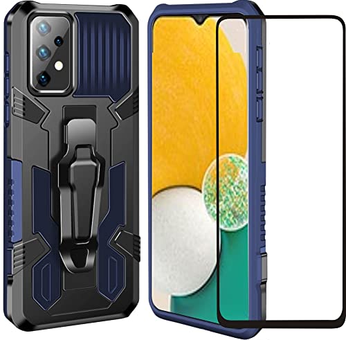 Samsung Galaxy A04S,A13 5G Case, Folmeikat with HD Screen Protector Military Grade Protective with Belt Clip and Kickstand Protective for Galaxy A13 4G, M13 5G Phone Case 6.6" Black