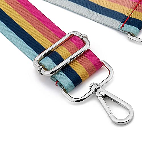 Image of Silvery Buckles Wide Shoulder Strap Adjustable Replacement Belt Crossbody Canvas Bag Handbag