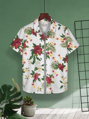 Image of HELLCAT Beige Trendy Regular Fit Printed Causal Shirt for Boys