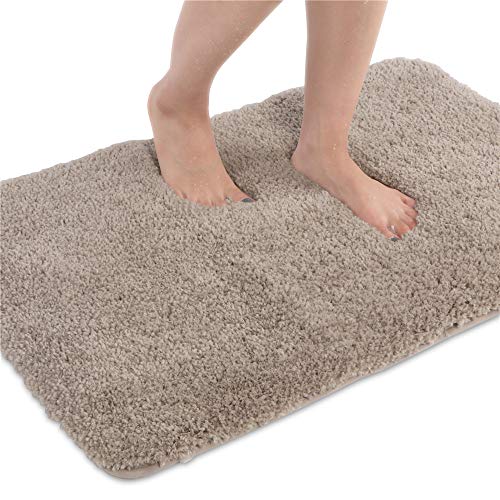 Seavish Luxury Beige Bath Rug, 19.5 X 31.5 Inches Shaggy Bathroom Rugs,Non Slip