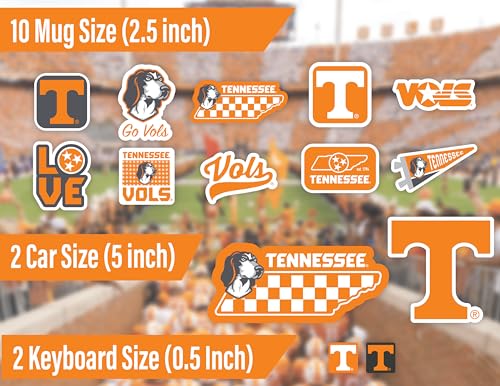 Image of Tennessee Vols Stickers & Decals 14 Pc Set for Car, University of TN