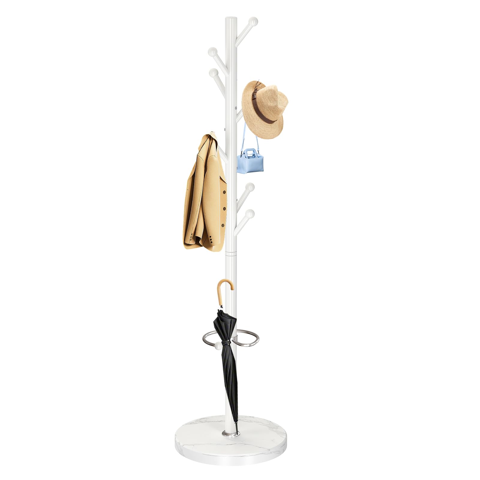 OIRUMIE Coat Rack,Metal Coat Rack Frestanding,White Coat Stand for Entryway