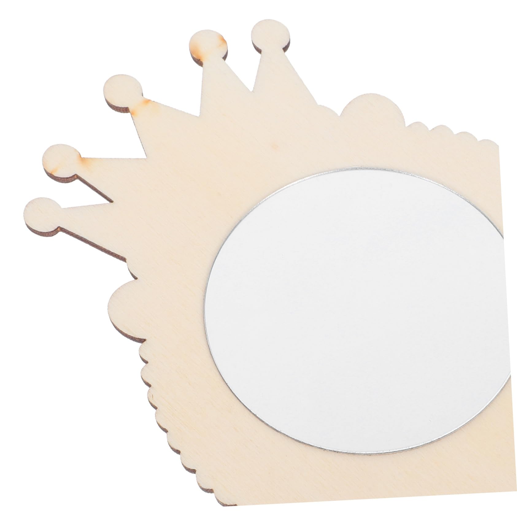 FUNNETOYU 12 Espejos de Madera para Manualidades, Espejo de Mano con Diseño de Tiara, Base sin Terminar para Pintar, Adecuado para Niñas y Fiestas