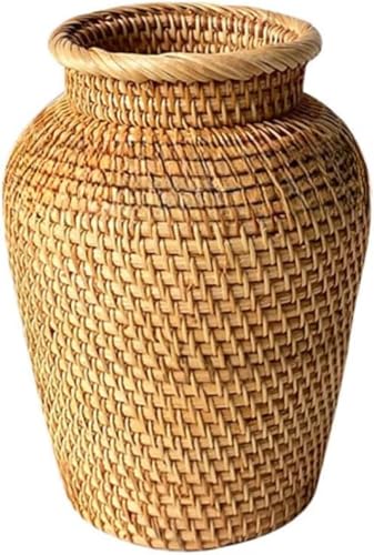 Xiraivke藤花ヴァーゼ バスケット花基底付き 天然素材製おしゃれホームグッズ 割れにくいドライフラワー飾り瓶 観葉植物ディスプレイ用 ギフトに最適?