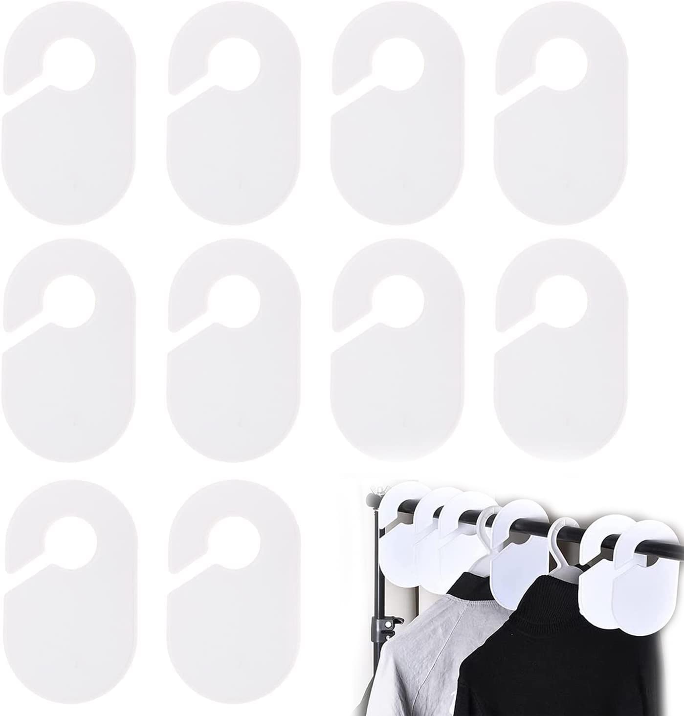 Clothes Dividers 10 Pcs Size Dividers Blank Clothes Rack Round Hanger Separator Reusable Wardrobe White Blank Tags White
