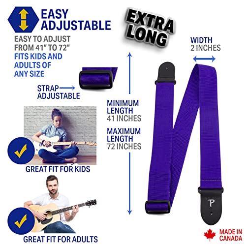 Perri’s Leathers – Sangle Guitar en nylon – Extrémités en cuir – Violet – Ajustable – Pour guitares Acoustic/Electric… - Les Beatles, Paul McCartney, John Lennon, RIngo Starr, George Harrison Perri's Leathers - Sangle Guitar en nylon - Extrémités en cuir - Violet - Ajustable - Pour guitares Acoustic/Electric… – Image 3
