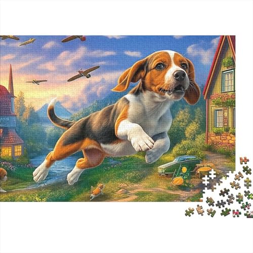 Puzzle de beagle Leap Bird Chase, el regalo educativo de 1000 piezas para adultos
