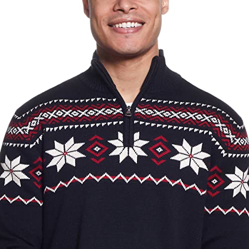 Weatherproof Vintage Mens Holiday Heavyweight Quarter Zip Pullover Sweater (Medium, Black)4
