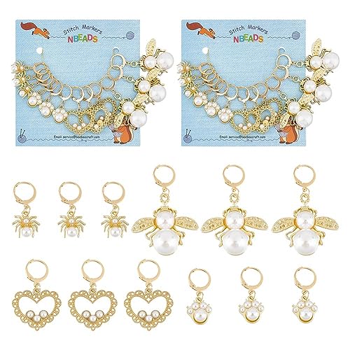 NBEADS 24 Pcs Acrylic Pearl Stitch Markers