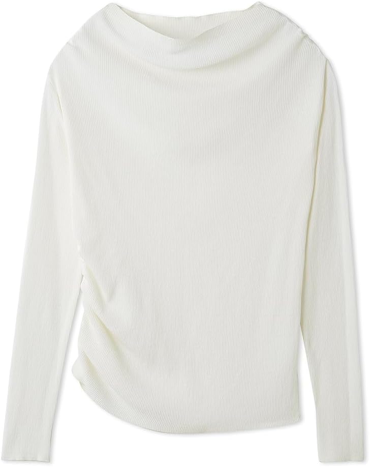 ミラオーウェン ギャザーデザインオフショルリブニット ホワイト＋グレー　サイズ0 Amazon | ギャザーデザインオフショルリブニット 09WNT251076YEL0