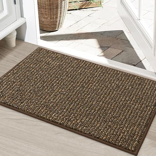 Image of BEQHAUSE Dirt Trapper Door Mat 24 inch x 36 inch, Non-Slip Washable Doormats Entrance Mat, Dirt Resistant and Absorbent Welcome Mat, Low Profile Floor Mats for Front Back Door and Entryway, Brown