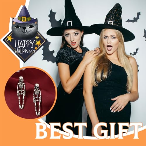 Halloween Skeleton Earrings for Women Gothic Skull Dangle Earrings Spooky Halloween Jewelry Costumes Accessories Party Favors4