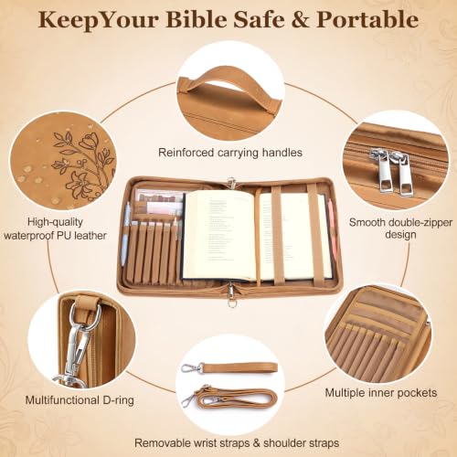 Floral Leather Bible Case for Women