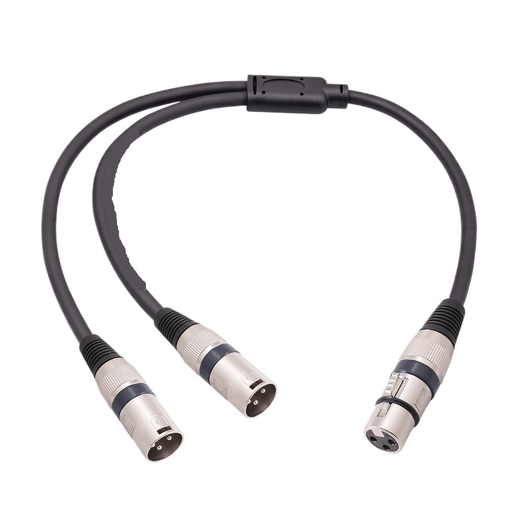 Cavo sdoppiatore a Y bilanciato da XLR femmina a 3 pin femmina a doppio XLR maschio, 91 cm, 50 cm, per strumenti, microfoni, cavi di segnale (nero, 1 pezzo)