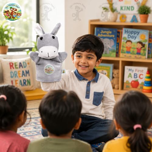 Image of Donkey Puppet Soft Hand Puppet for Kids Role Play Storytelling Educational Toy