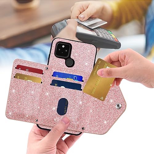 Coque Google Pixel 5 rose pailleté pour sorties et soirées