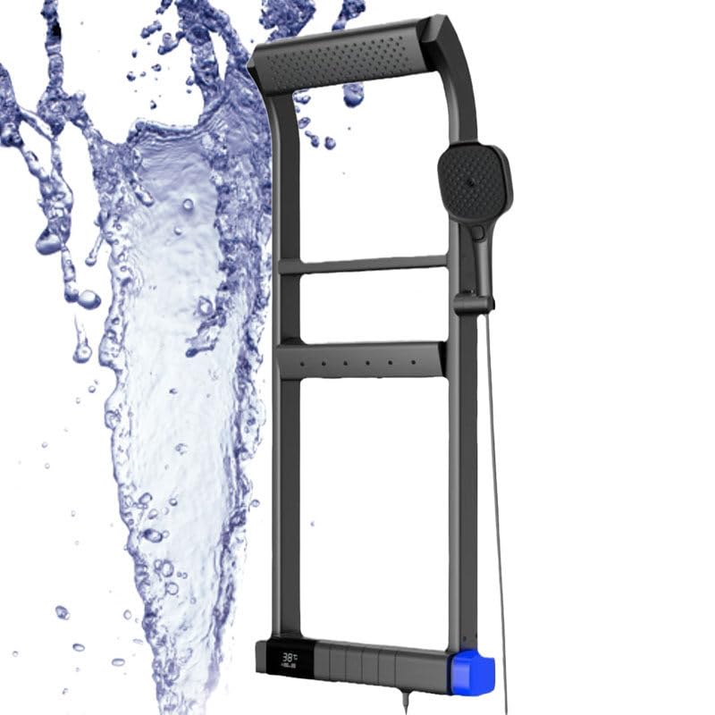 YXFAZPP Sistemas de Ducha Juego de Grifo de Ducha con Llave de Piano termostático con Pantalla Digital Luces ambientales Juego Combinado de Ducha Cabezal de Ducha Tipo Lluvia (Black)