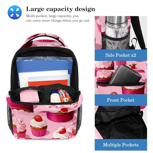 Ensemble de cartables rose motif dessert : sac à dos et trousse pour ados - 3