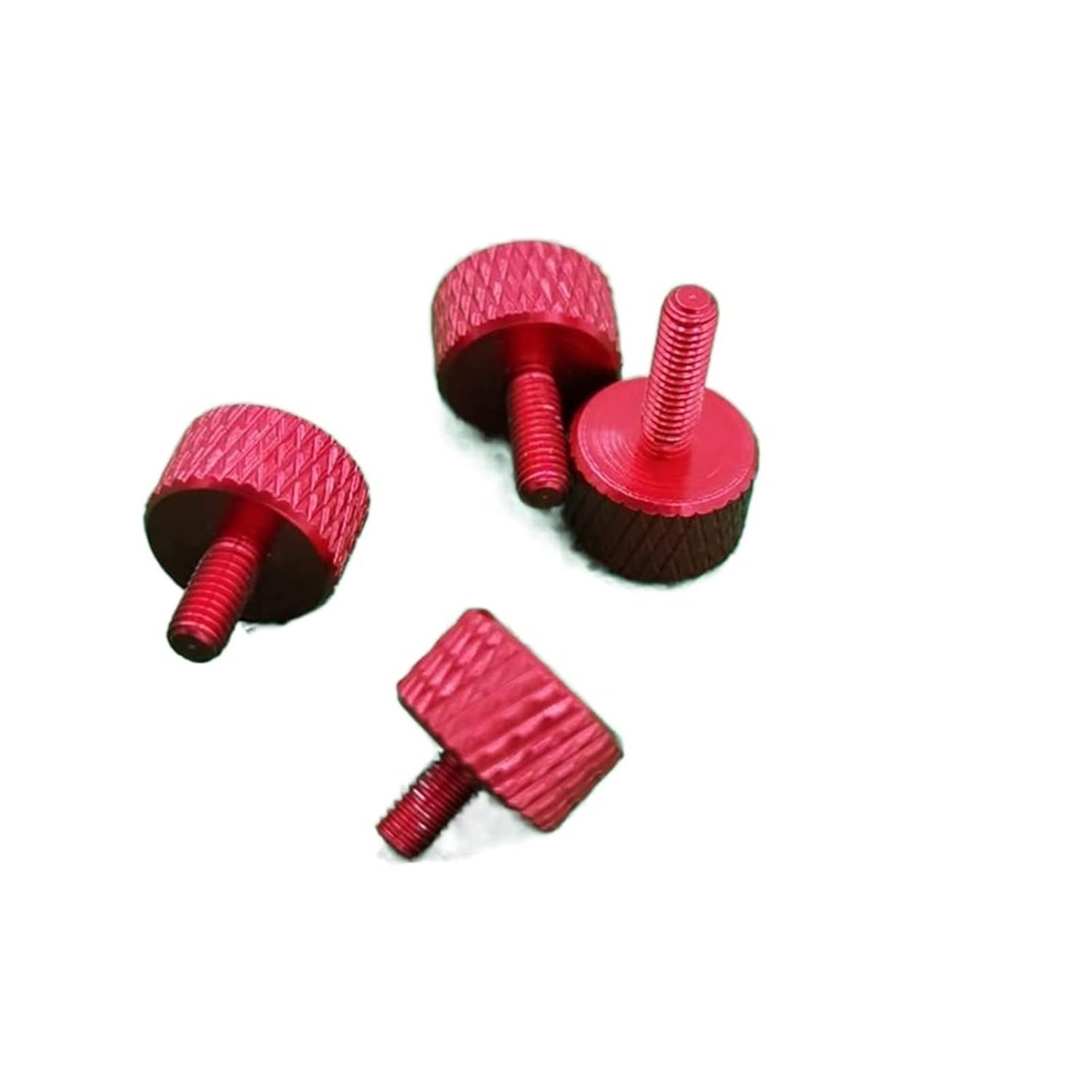 Knurled Thumb Screws，Thumb Screws， 10pcs Thumb Screw M3X5/6/8/10/12 Knurled Flat Head Colourful Aluminum Hand Tighten Computer Case DIY Hard Disk Graphics Card(Red,12MM-M3)
