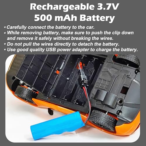 Image of VGRASSP 1:24 Scale Remote Control Racing Car Toy for Kids - 4 Function RC Car with Head Lights and Rechargeable Battery - Color and Design As Per Stock