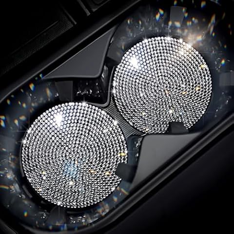 Murimt 2 PCS Universal Vehicle Bling Cup Holder Insert Coaster Car Interior Accessories,2.75 inch Silicone Anti Slip Crystal Rhinestone Car Coaster(White) Cover