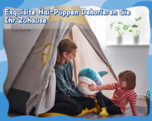 AURWEL XXL Hai Kuscheltier 100cm, Weiches Hai Spielzeug & Plüschtier, Großes Stofftier für Kinderzimmer-Deko, Einfach zu Reinigen Familie, Freunde und Tierliebhaber