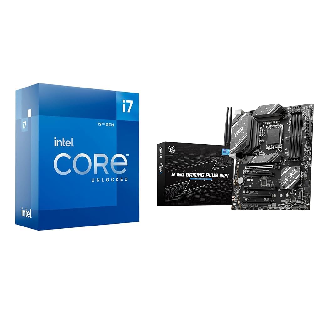 Intel Core i7-12700K Gaming Desktop Processor + MSI B760 Gaming Plus WiFi Gaming Motherboard