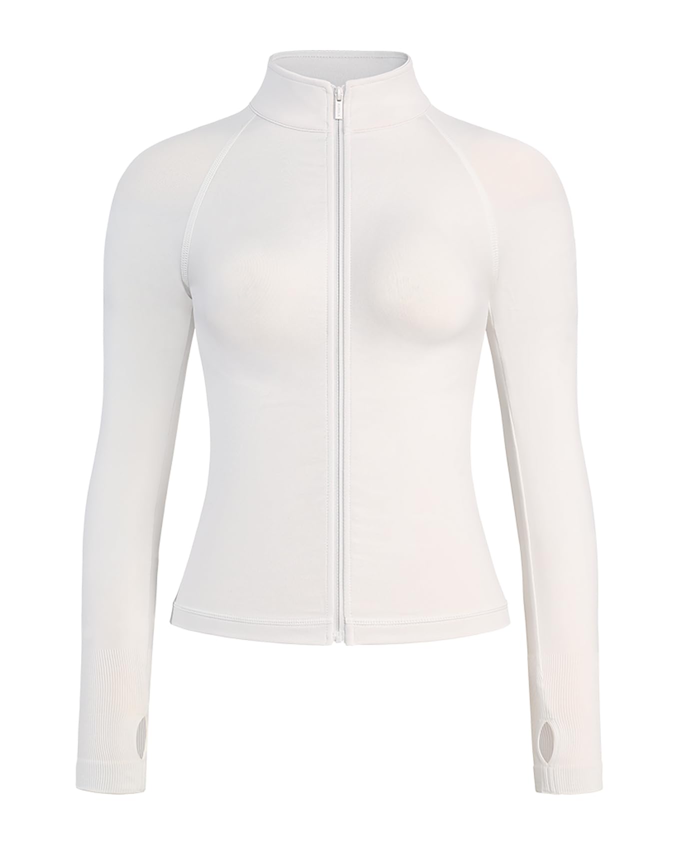 Photo 1 of AUROLA Influence Athletic Workout Jacket for Women, Lightweight Slim Fit Full Zip Running Yoga Sports Jacket with Thumb Holes(Light Ivory,Large)