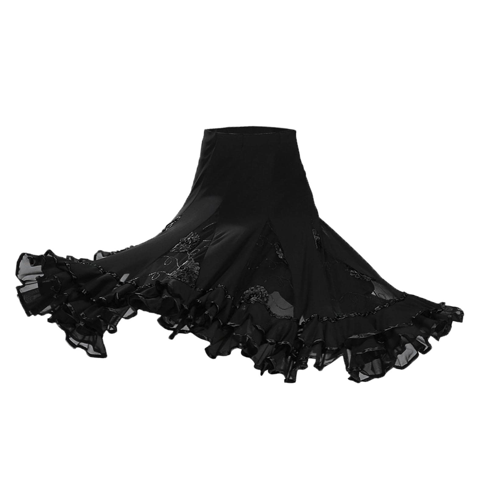 Sharplace Latin Tanz Damen Maxirock Knielang Tanzrock Zigeuner Sommerkleid Bauchtanz Rock Tanzen Kostüm Walzer Tango, Big Swing Langer Rock Festival Performance Kleidung für Frauen Mädchen