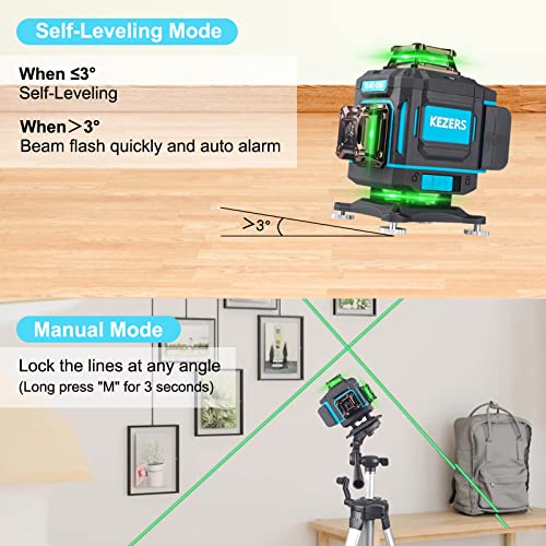 Kezers KL4D-03G Laser Level 360 Self Leveling,4 X 360 Laser Level thumb #3