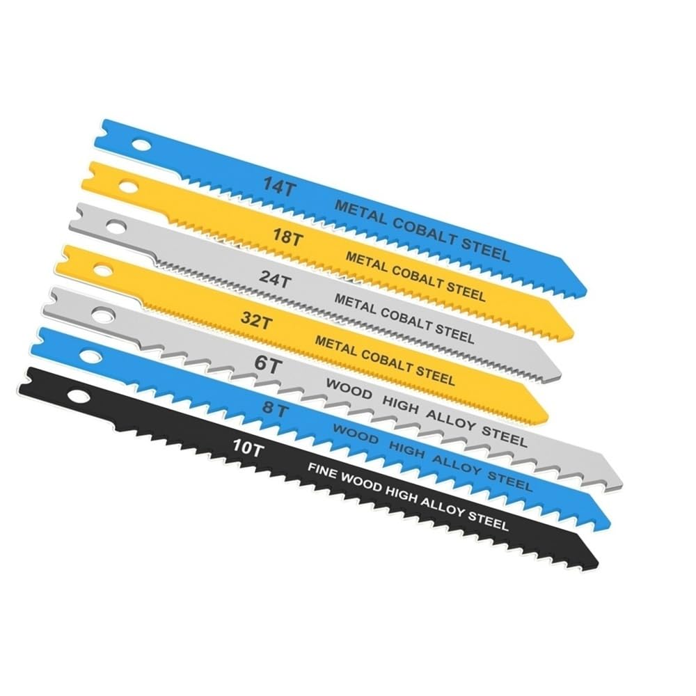 Juego de hojas de sierra caladora de acero con alto contenido de carbono, 54 Uds., herramienta de corte de Metal y plástico for madera, Kit de cuchillas afiladas con mango en U