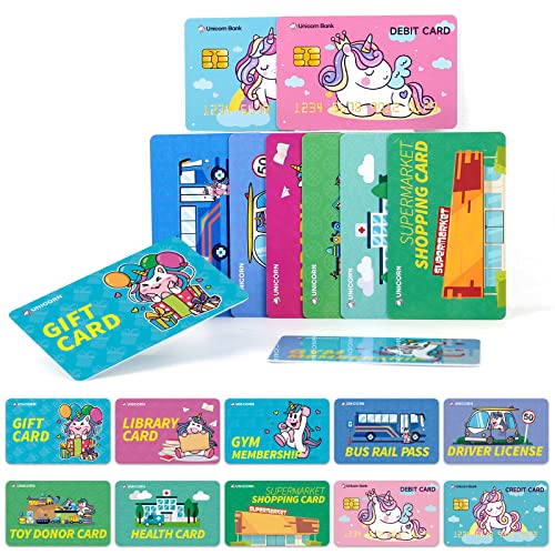 Fake Credit Cards for Kids, Unicorn Play Credit Cards Pretend Debit Credit Cards for Girls 10pcs