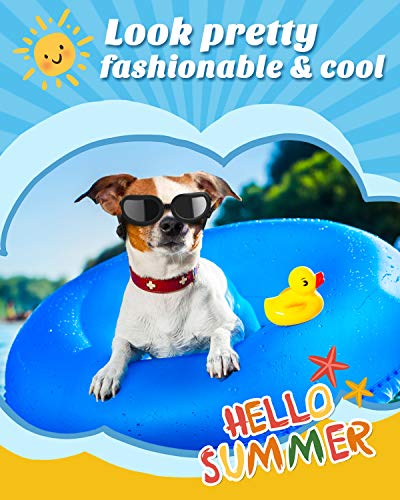 Lewondr Sonnenbrille für Hunde UV Schutzbrille, Hunde Winddichte & Antibeschlagbrille & Wasserdichter Hundebrille mit Einstellbar Gummiband für Kleine Hunde - Schwarz