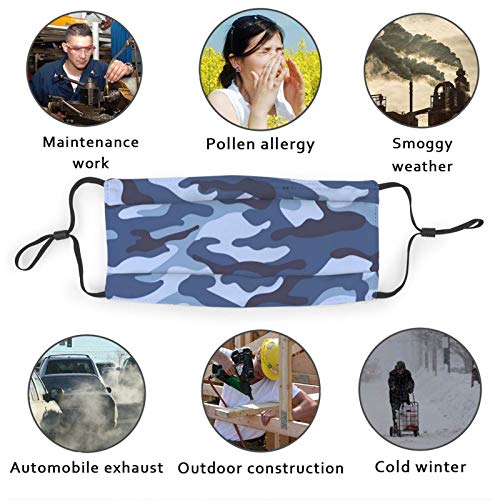 Camo Face Mask Camouflage Print Mouth Cover with Filter Washable