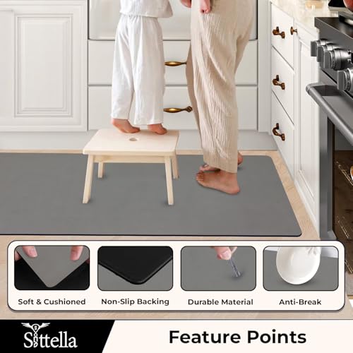 Image of SITTELLA Rubber Kitchen Mats Set, Anti-Skid Kitchen Mats 3.5mm, Water Absorbent Rug, Carpets, Floor Mat for Home and Kitchen (120x50cm) in Grey, Rectangular