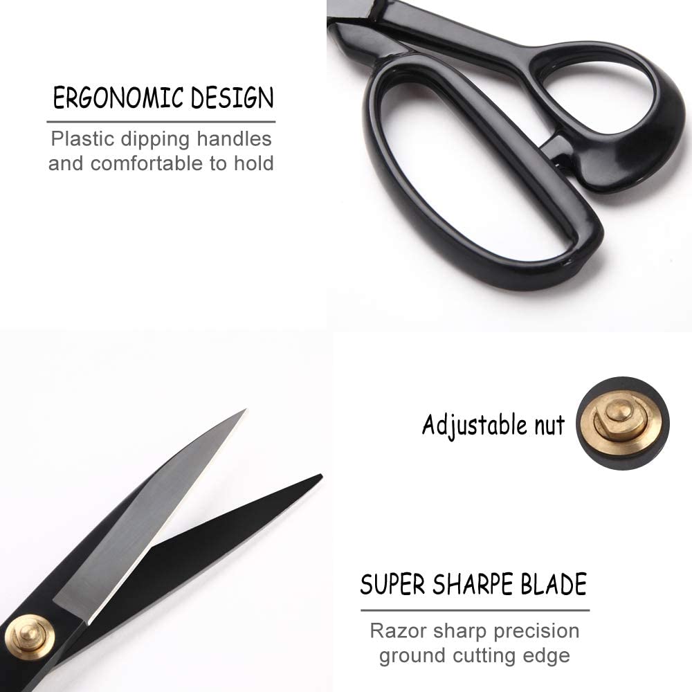 Tijeras de tela - Tijeras de costura de 8 pulgadas, tijeras de vestir para cortar tela, ropa, piel, materias primas