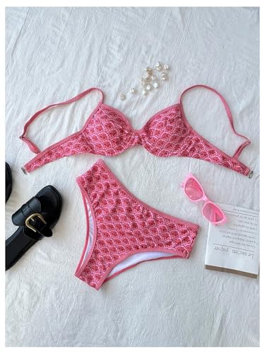 SweatyRocks Women's Two Piece High Waisted Bikini Sets Push Up Bikini Set Bathing Suit2