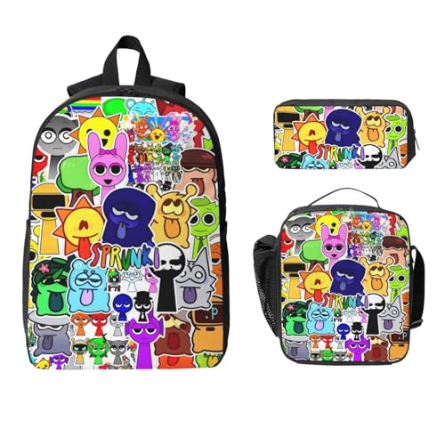 Cute Cartoon Backpack Set Large Capacity Laptop Travel Work Backpacks Set 3in 1