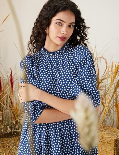 Image of Amazon Brand - Symbol Women's Rayon Fit and Flare One Piece Midi Length Dress (Available in Plus Sizes)