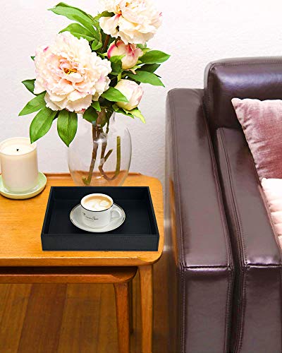 Vixdonos Leather Valet Tray,Bedside Catchall Tray,Nightstand or Dresser Organizer for Perfume,Jewelry,Key,Remote Control,Coffee,10.3 x 8.2 x 1.7 inches(Speckled-Black)