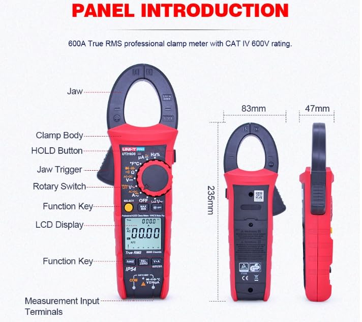 UNI-T UT219E UT219M UT219DS Pinza Amperimétrica Profesional Digital Multímetro 6000 Cuentas Medidor Eléctrico (UT219M) miniatura 3