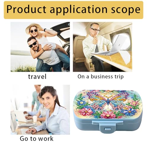 Image of ARTopet Diamond Art Painting Mini Storage Box with 6-Grid Creative Design Compact Portable Small Case for Purse Travel Daily-Colorful Butterfly