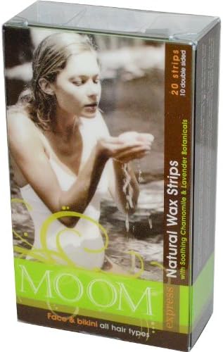 MOOM Face Wax Strips for Women (20 Pre-Waxed) All-Natural Soothing Chamomile & Lavender Hair Removal Waxing Kit with Cucumber & Vitamin E Finishing Oil – Perfect for Face & Bikini