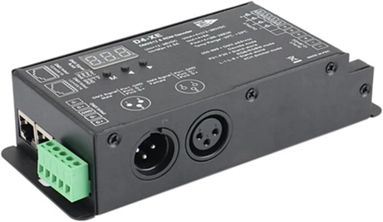 4CH D4-XE decoder Controller PWM Flicker-Free dimming 12V-36V Digital Display 2000Hz 500HZ Suitable for Lights Black