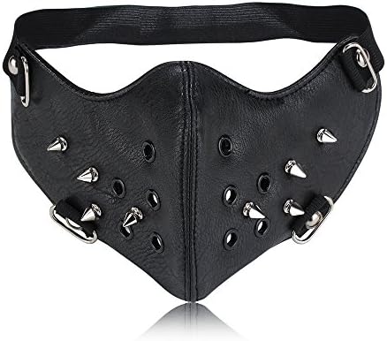 GeDuoYun Leather Rivet Half Face Steampunk Sports Protective Cosplay Motorcycle Biker Mask
