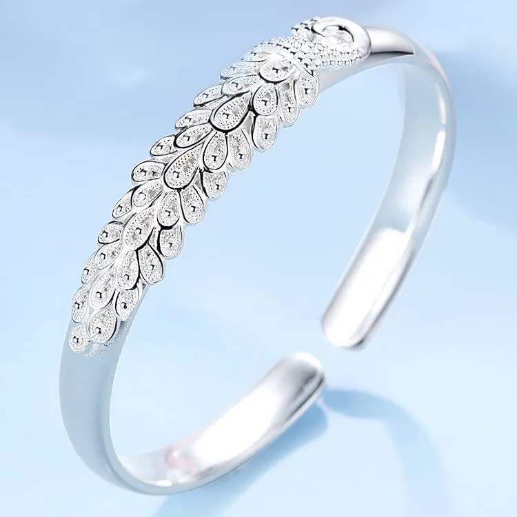 Brazalete para mujeres de pavo real TXQHDHX: pulsera fina con diseño de apertura
