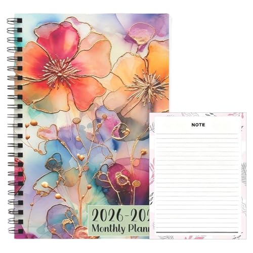 Monthly Planner Notebook - 2026-2028 - Planificador de listas de tareas para hacer de 3 años, planificador floral, organizador sin fecha, diseño compacto y portátil, diseño fácil de escribir |